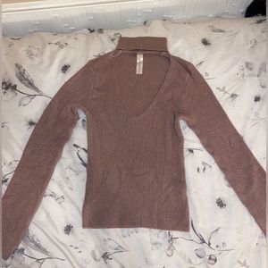 Blue Blush Cut Out Turtleneck